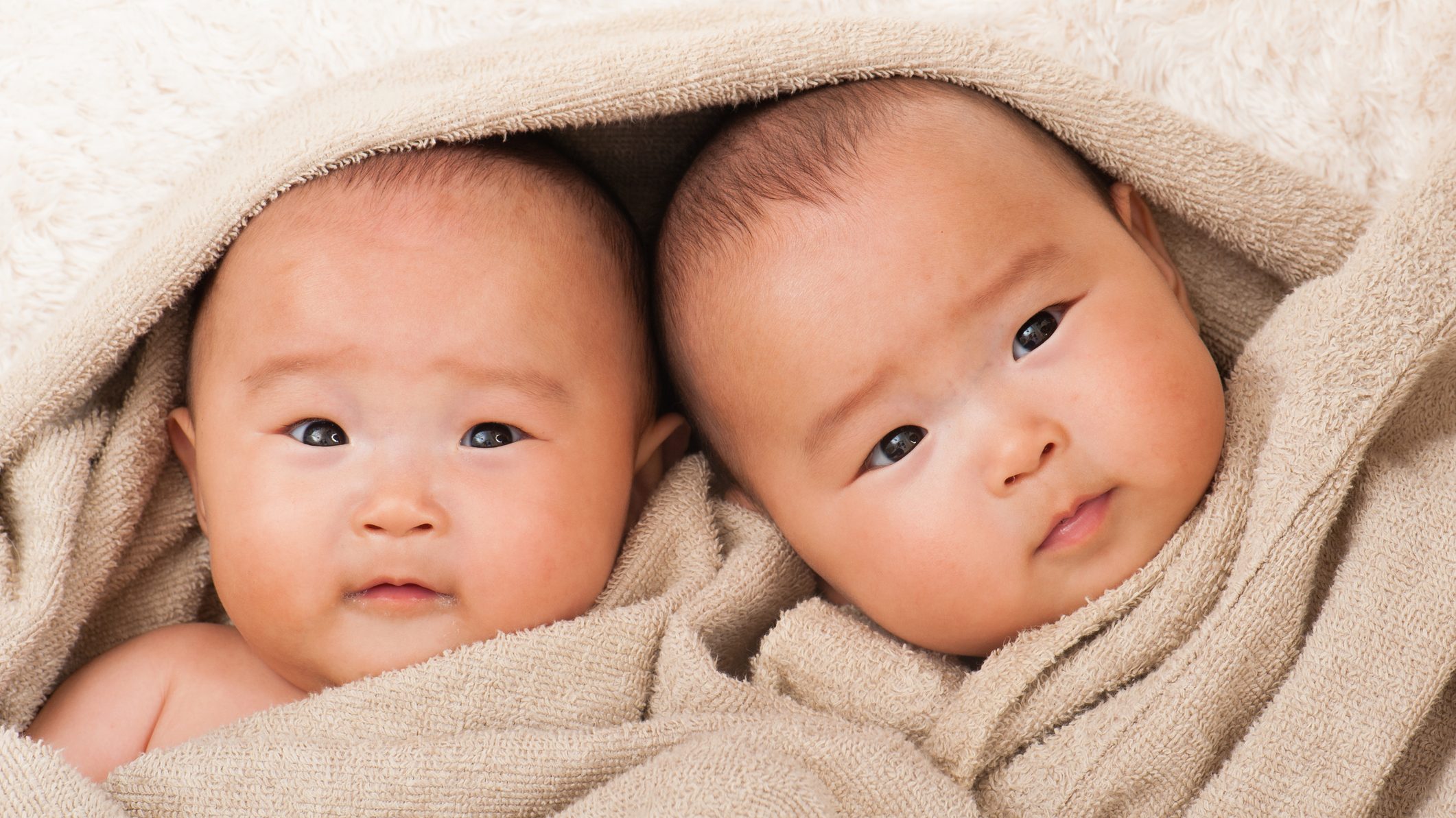 Twin babies in a blanket