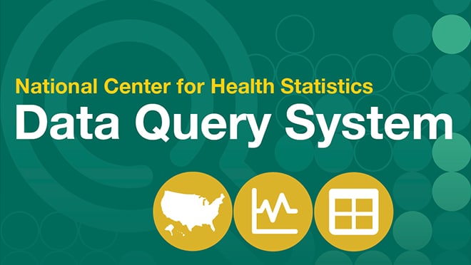 Image shows a map, chart, and table over more data related watermarks. Says NCHS Data Query System