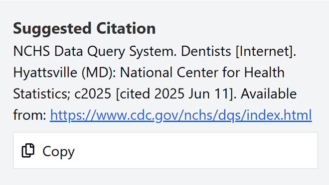 Screenshot of an example of a suggested citation in DQS.