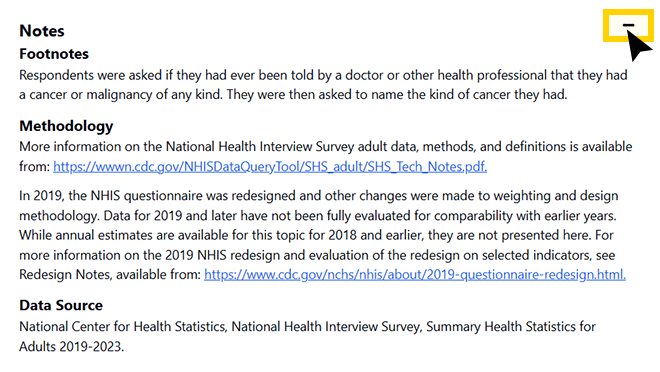 Screenshot of an example of the display of notes in the DQS
