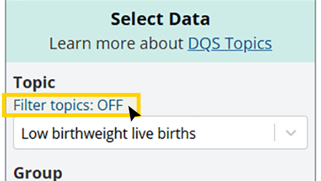 Screenshot highlighting the "Filter topics" link