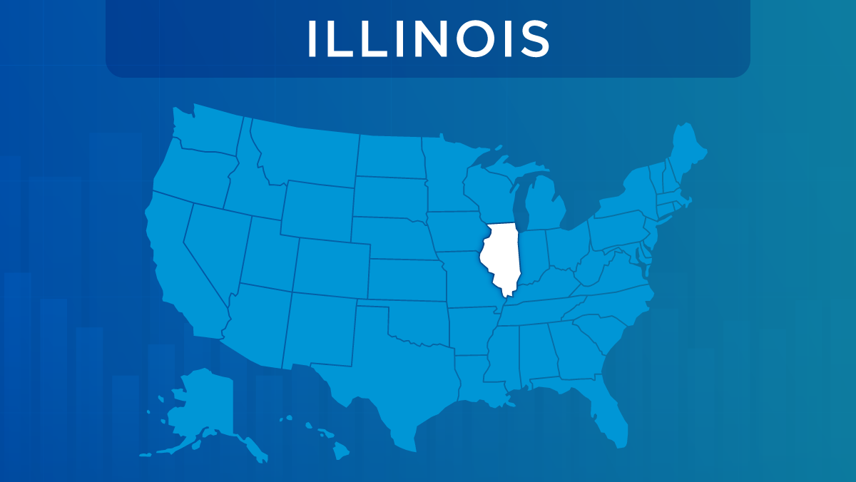 U.S. map with the state of Illinois highlighted.
