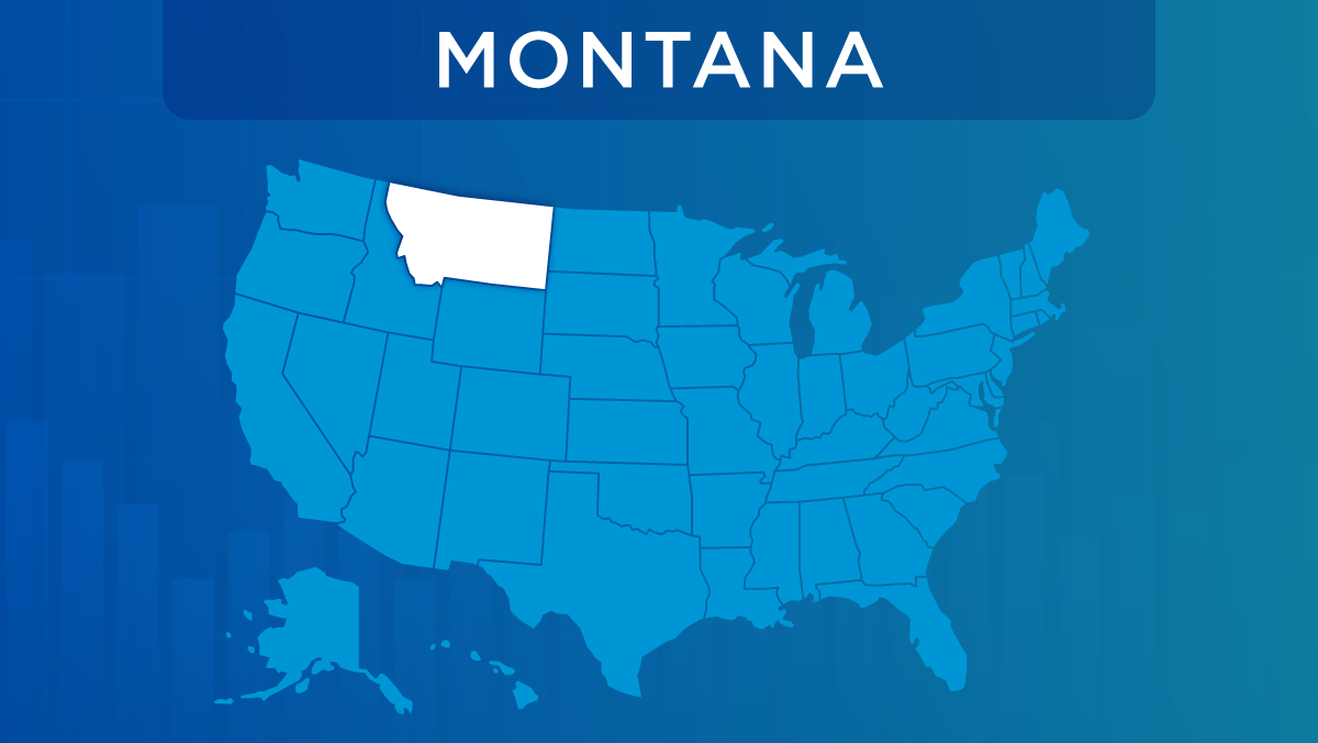 U.S. map with the state of Montana highlighted.