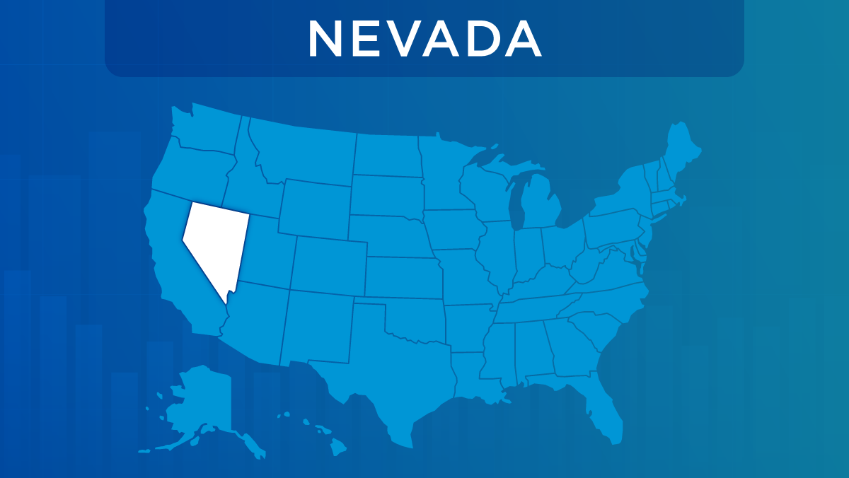U.S. map with the state of Nevada highlighted.