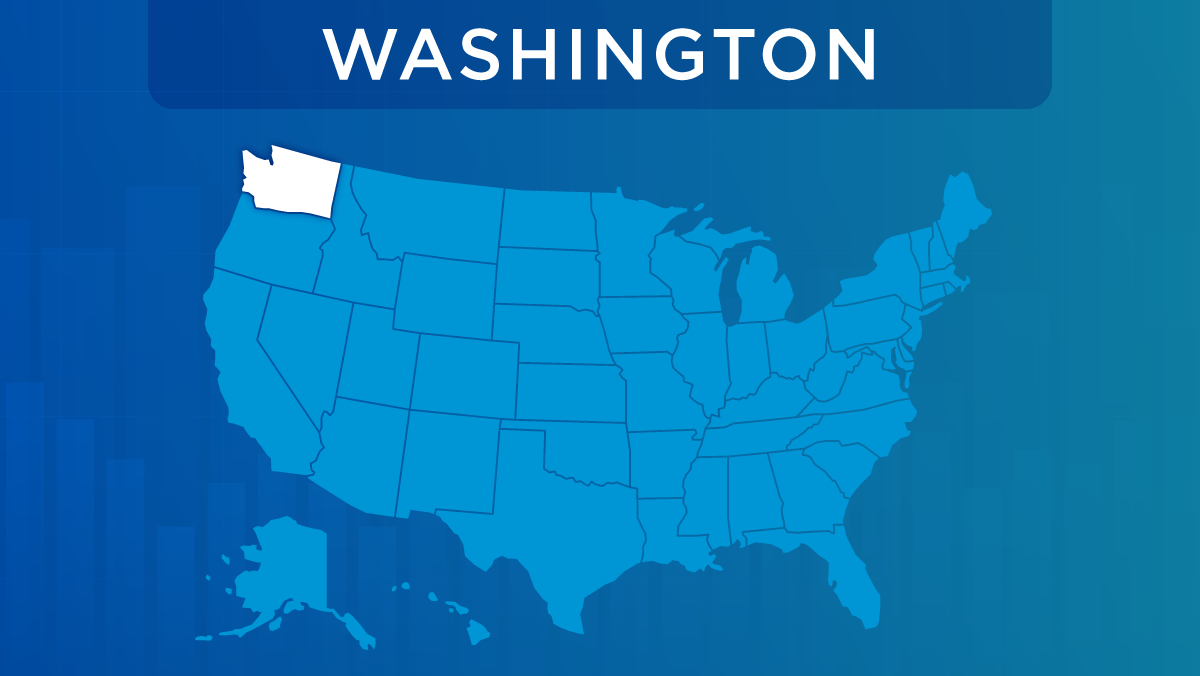 U.S. map with the state of Washington highlighted.