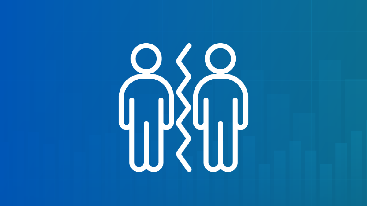 An outline of two people with a zig-zag line separating them