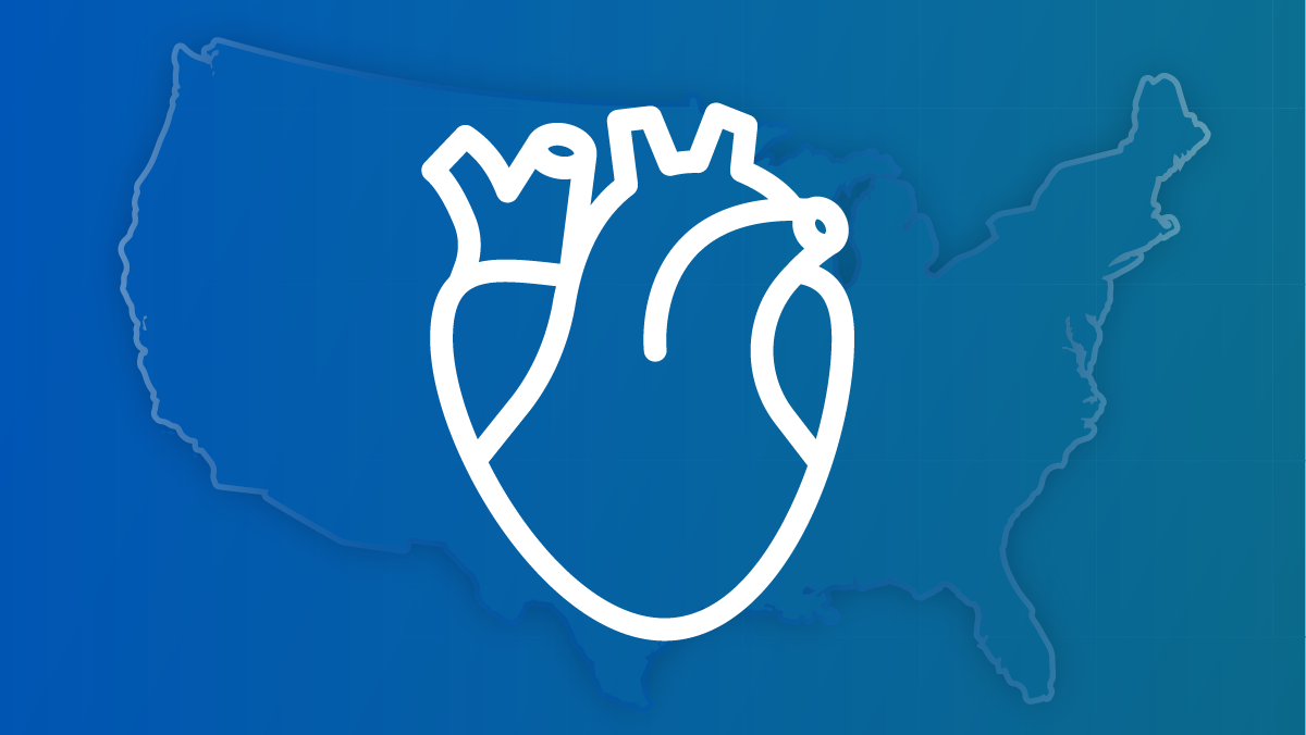 An outline of a heart against a U.S. map.