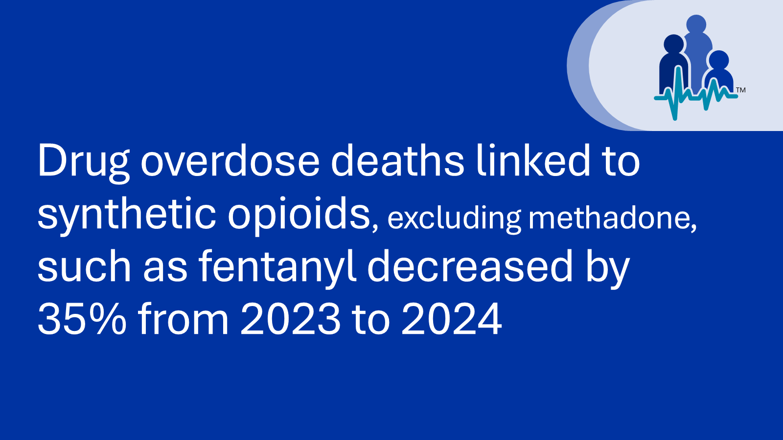 Drug overdose deaths linked to synthetic opioids, excluding methadone, such as fentanyl decreased by 35% from 2023 to 2024.