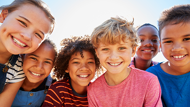 Smiling diverse children