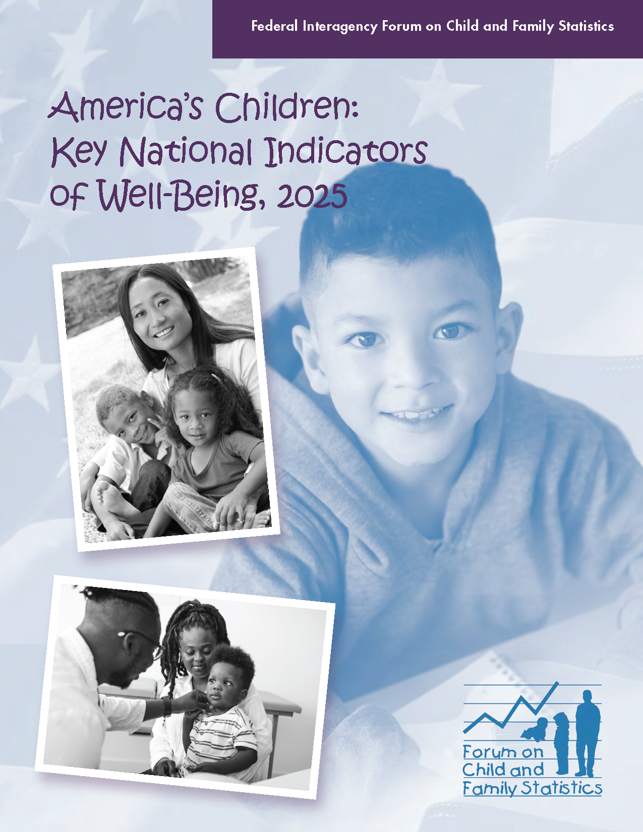 Cover of an America's Children report with portraits of different people holding children