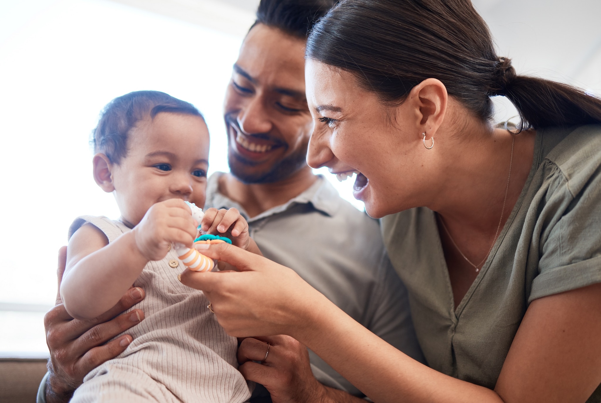 Latino family with baby