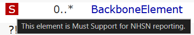 Hover Image: This element is Must Support for NHSN reporting.