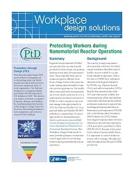 Cover page for NIOSH Workplace Design Solutions "Protecting Workers during Nanomaterial Reactor Operations"