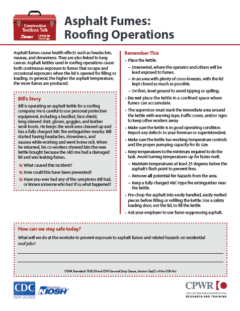 Asphalt Fumes: Roofing Operations	2022-138