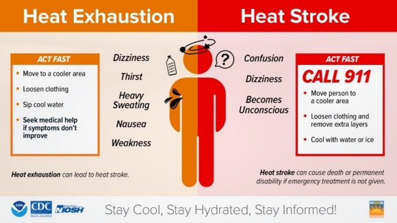 Heat Exhaustion and Heat Stroke Info Graphic