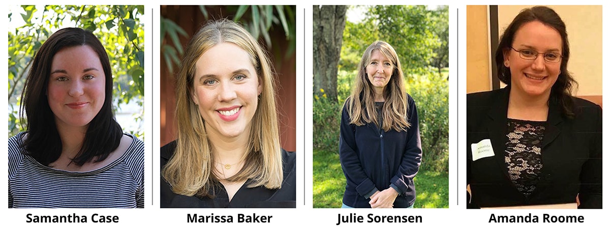 Photographs of the 4 speakers for this webinar.  All are white women.