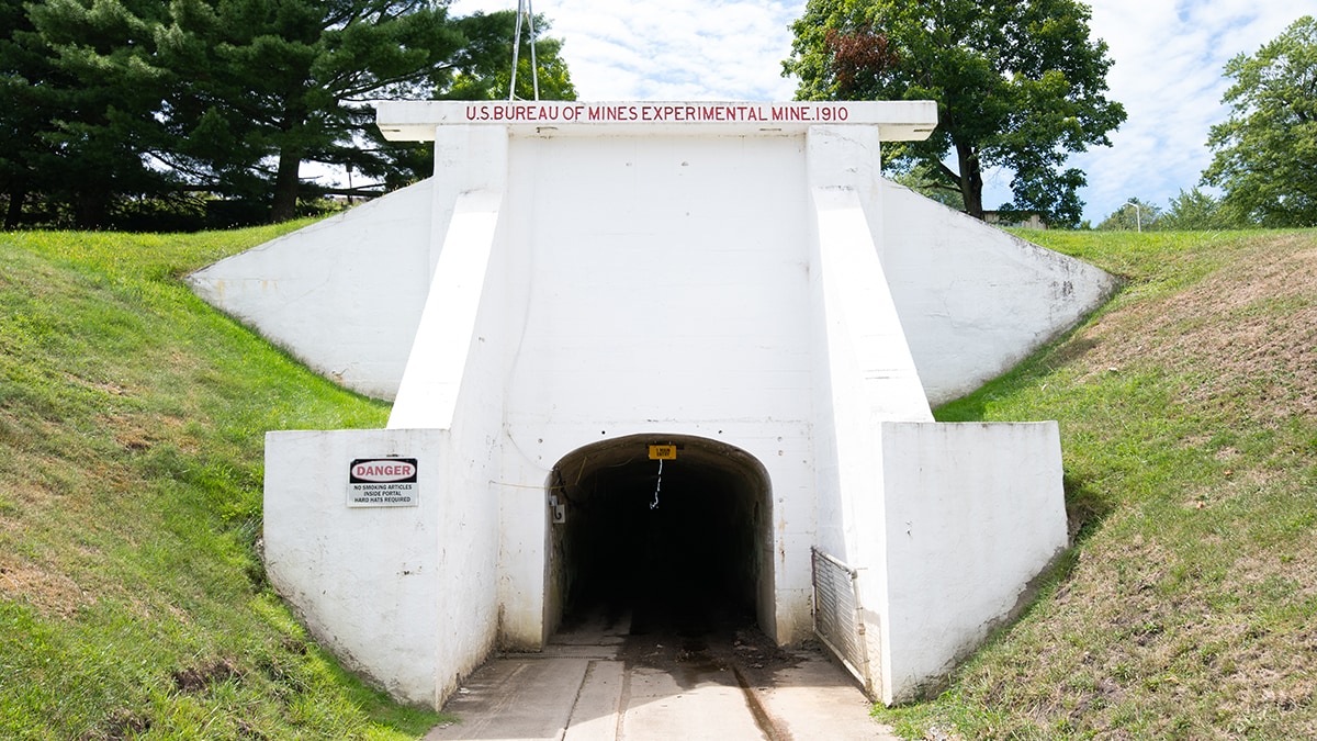 Photo of entrance to the old Buruea of Mines research mine at the NIOSH Pittsburgh location.