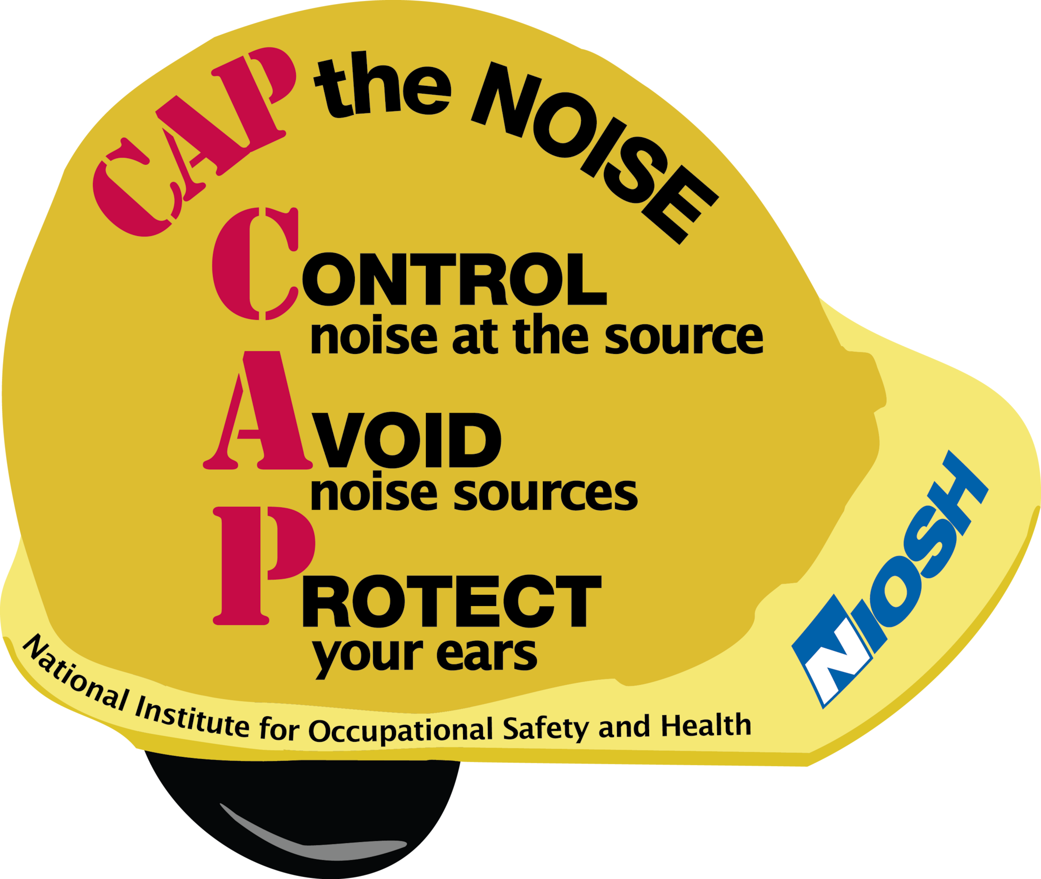 CAP the NOISE sticker illustrating hierarchy of controls. Control - Avoid -Protect (CAP)