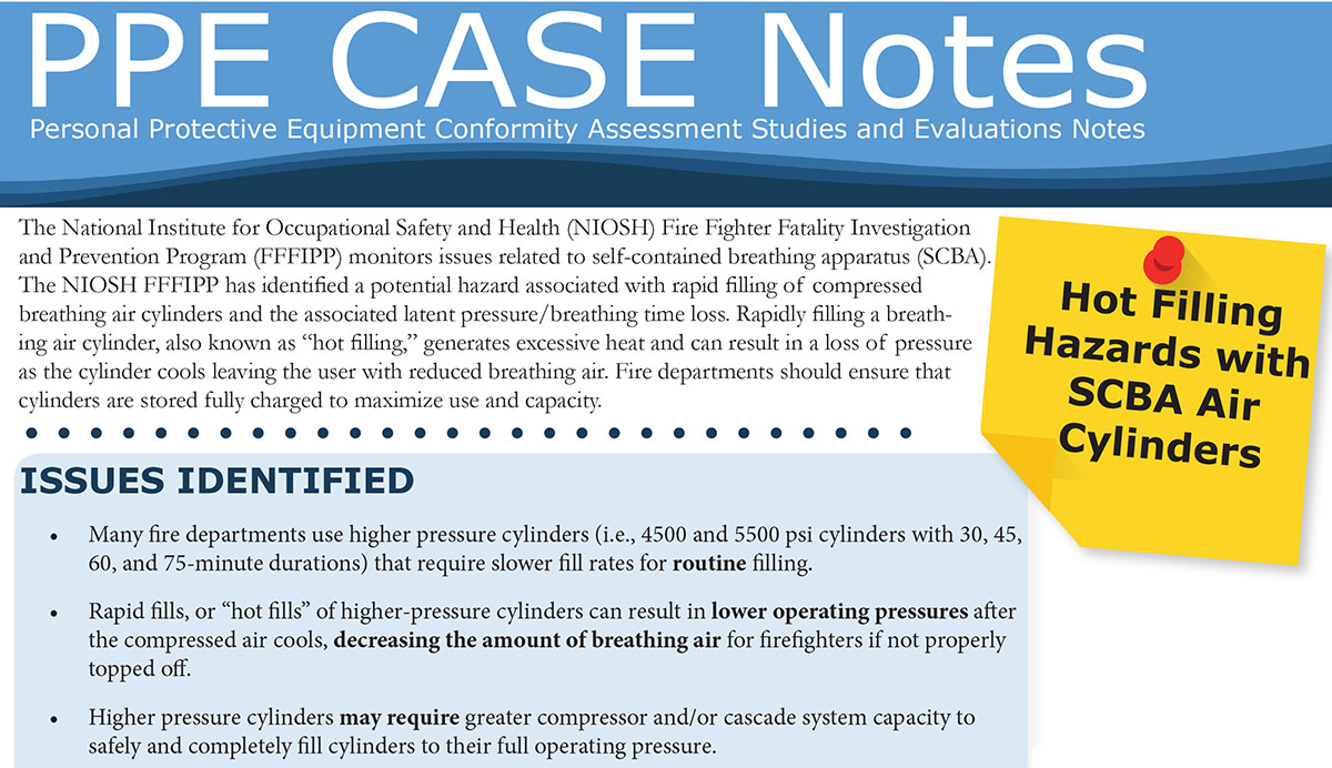 Image of the report called Hot Filling Hazards with SCBA Air Cylinders.