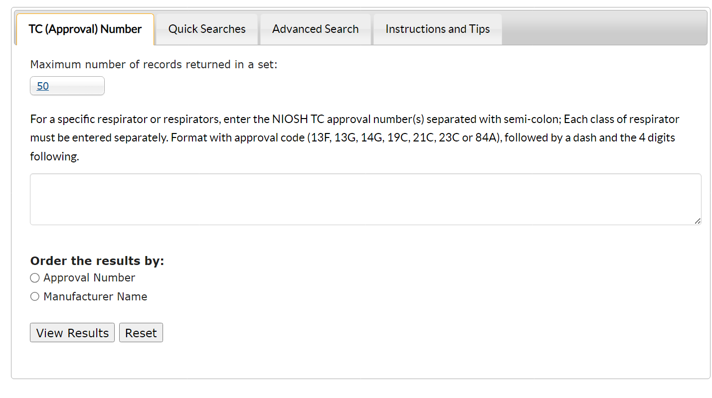 Image of the NIOSH Certified Equipment List