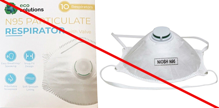 Product and product packaging misrepresenting a NIOSH approval