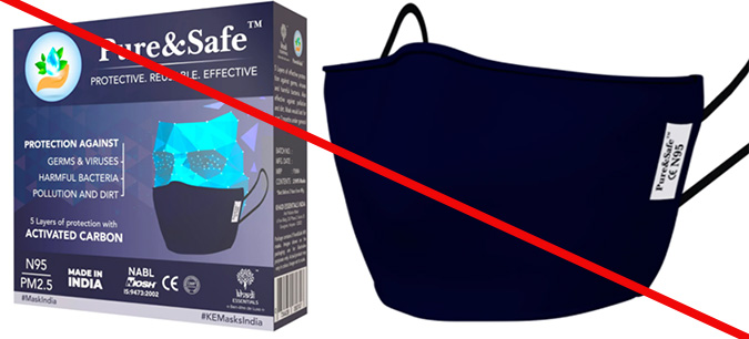 Product and product packaging misrepresenting a NIOSH approval