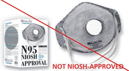 Counterfeit respirator and respirator packaging