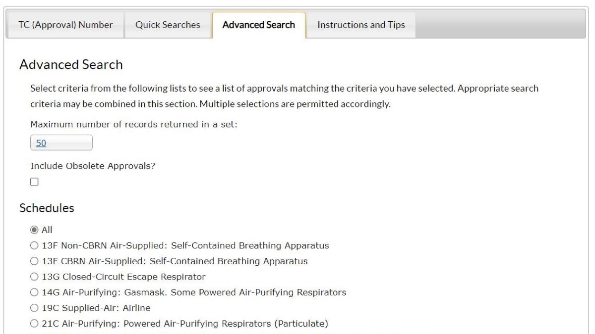 Image of the advanced search tab on the CEL