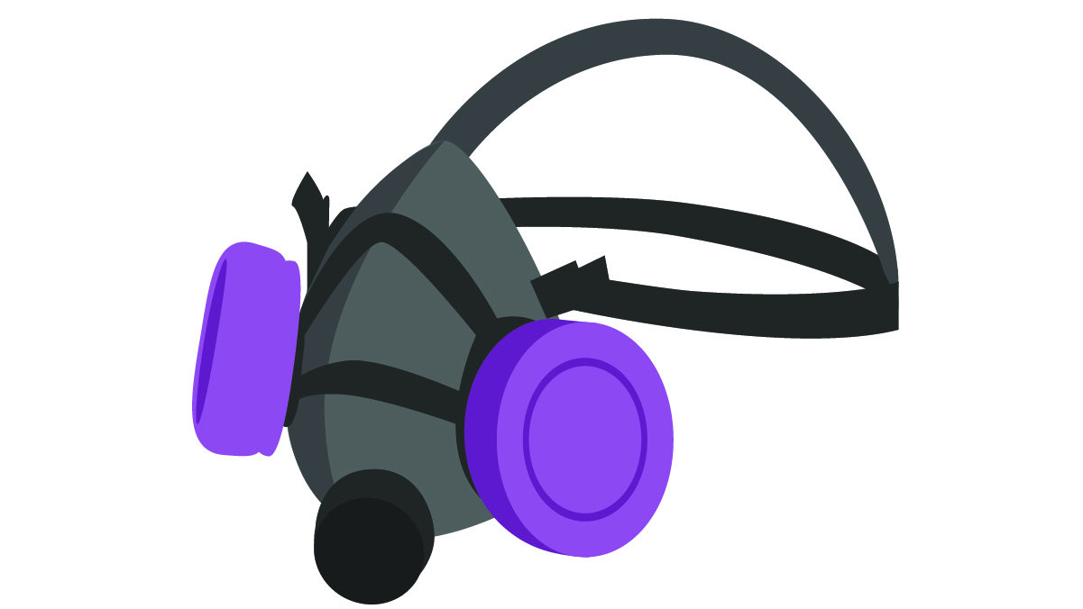 Graphic of an elastomeric quarter-mask respirator