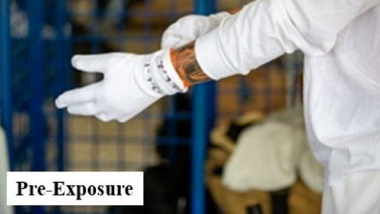 Clean white glove on hand