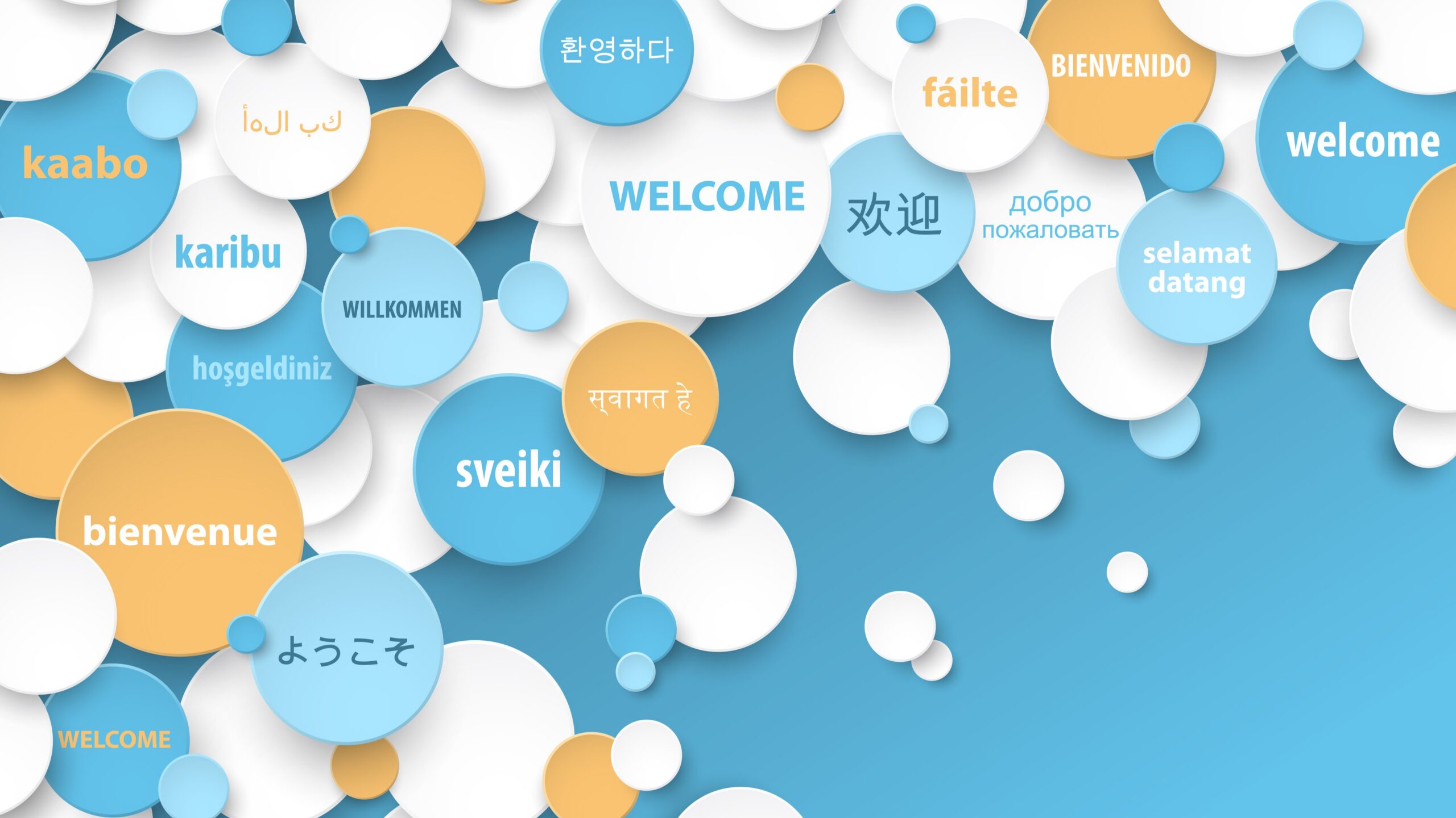 The word welcome translated into many languages