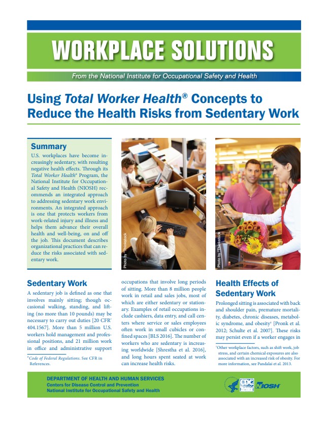 Using Total Worker Health&reg; Concepts to Reduce the Health Risks from Sedentary Work