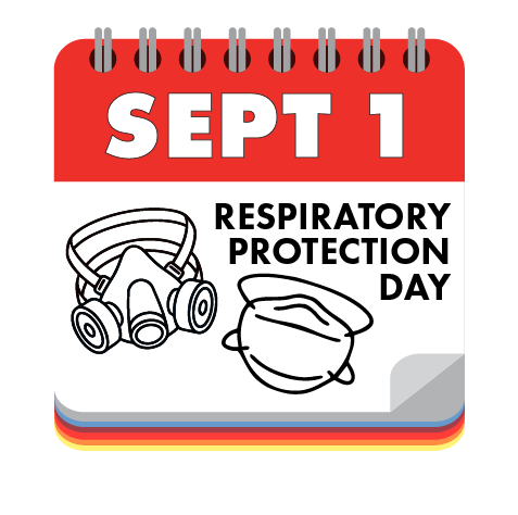 Graphic of red calendar showing Respiratory Protection Day on Sept 1.