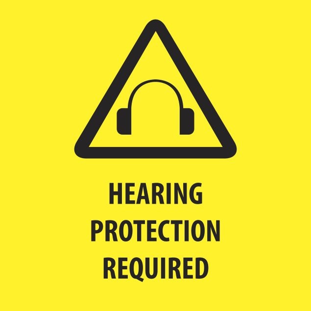 hazard sign indicating that hearing protection is required