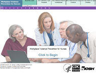 Starting page of training module: Workplace Violence Prevention for Nurses