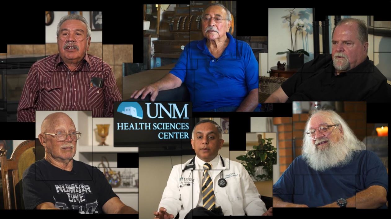 First image from video of six men on a screen.