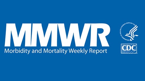 MMWR, Morbidity and Mortality Weekly Report, on a blue background with the CDC logo