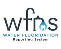 Letters "WFRS" with the "R" as a water faucet. A drop of water with a tooth inside is shown dripping from the faucet.