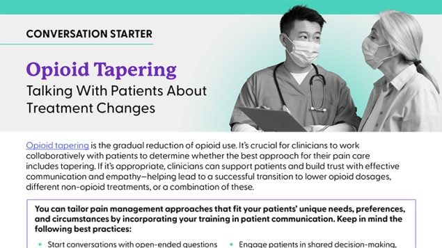 Opioid Tapering Talking With Patients About Treatment Changes