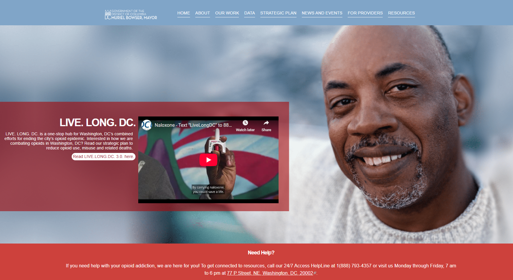 Screenshot of DC LiveLong Dashboard landing page