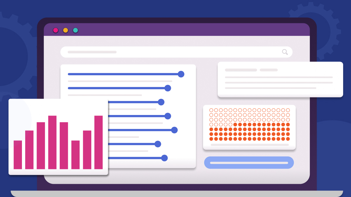 Laptop showing data visualization dashboard with bar charts and line graphs