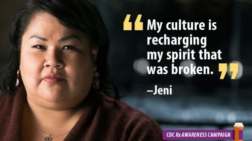 Photo of a woman. Text reads: My culture is recharging my spirit that was broken.