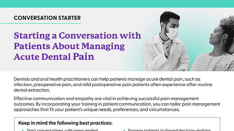 This document outlines talking points for dental practitioners when discussing pain with patients. thumbnail