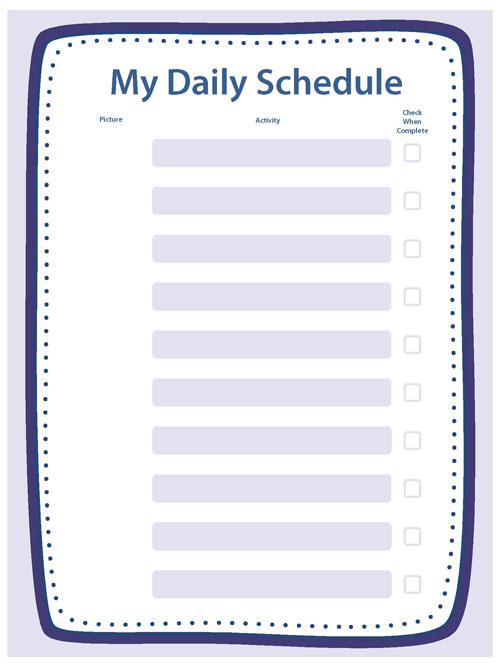 My Daily Schedule blank