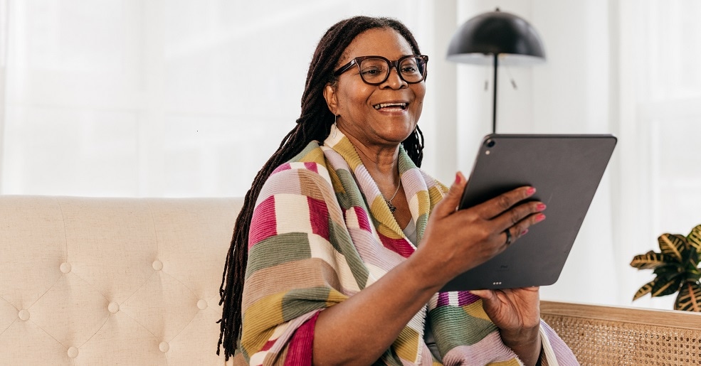 Woman using her tablet