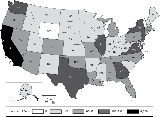 14_0584_01.gif Number of calls to the Asian Smokers’ Quitline (ASQ), by state, from August 1, 2012, to July 31, 2014.