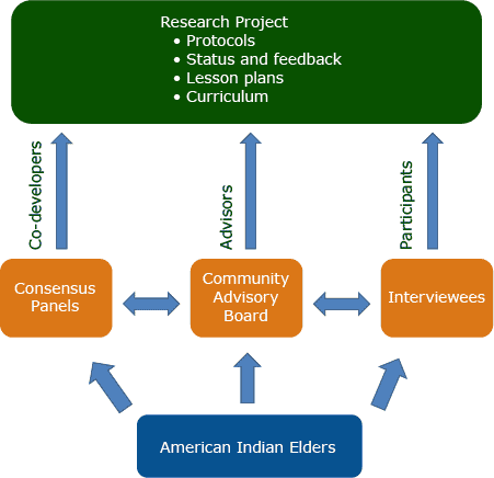 15_0575_01.gif Self-selected roles of American Indian elders in a community-based participatory research project, Tucson, Arizona, 2012–2014.