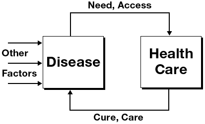 A model published by Evans and Stoddart (1) showing that health care was considered by many in 1990 to be the predominant determinant of disease. Reproduced with permission from Elsevier and G.L. Stoddart, 1990.