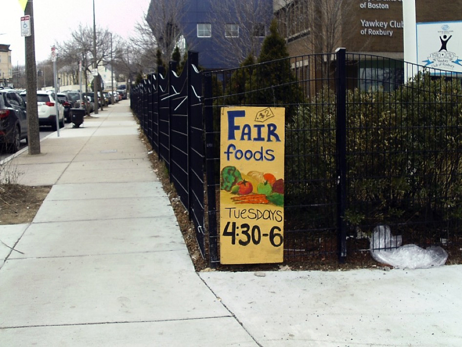 16_0160_01.jpg Example of a positive photovoice narrative on food assistance programs. 'The picture of the sign lets me know there are healthy food options in my neighborhood that are inexpensive, which is encouraging and promising.'