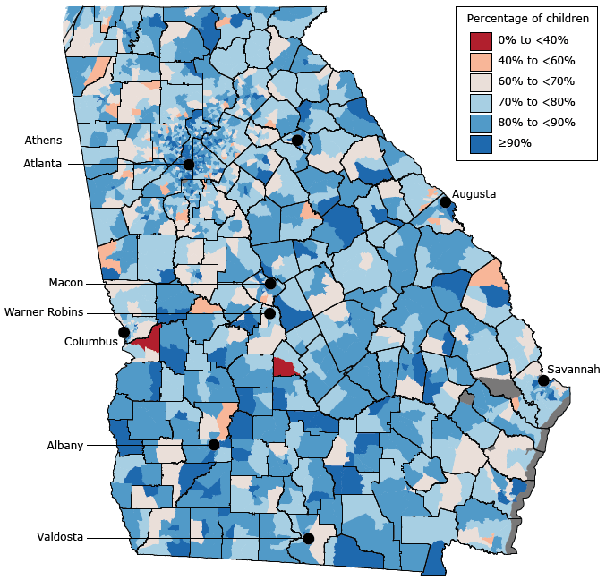17_0176_01 Percentage of children with financial access to preventive dental care in each census tract. Financial access is the percentage of children who either are eligible for public insurance or have the ability to afford dental care through commercial insurance or ability to pay out-of-pocket.